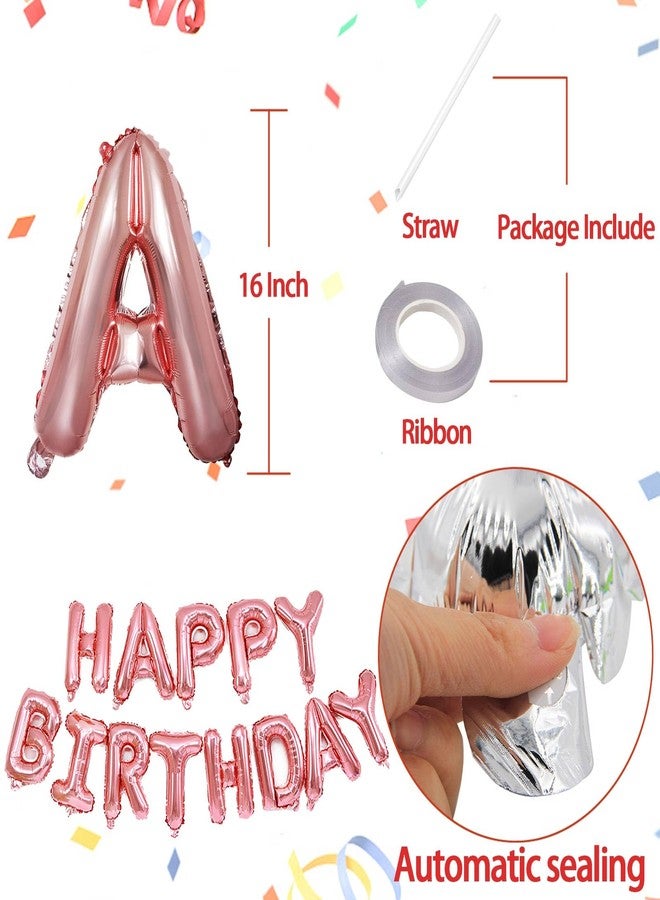 KALOR Rose Gold Happy Birthday Balloons Banner, 16 Inch Mylar Foil Letters Balloon Sign for Birthday Party Decorations Photo Booth Backdrop - Image 2